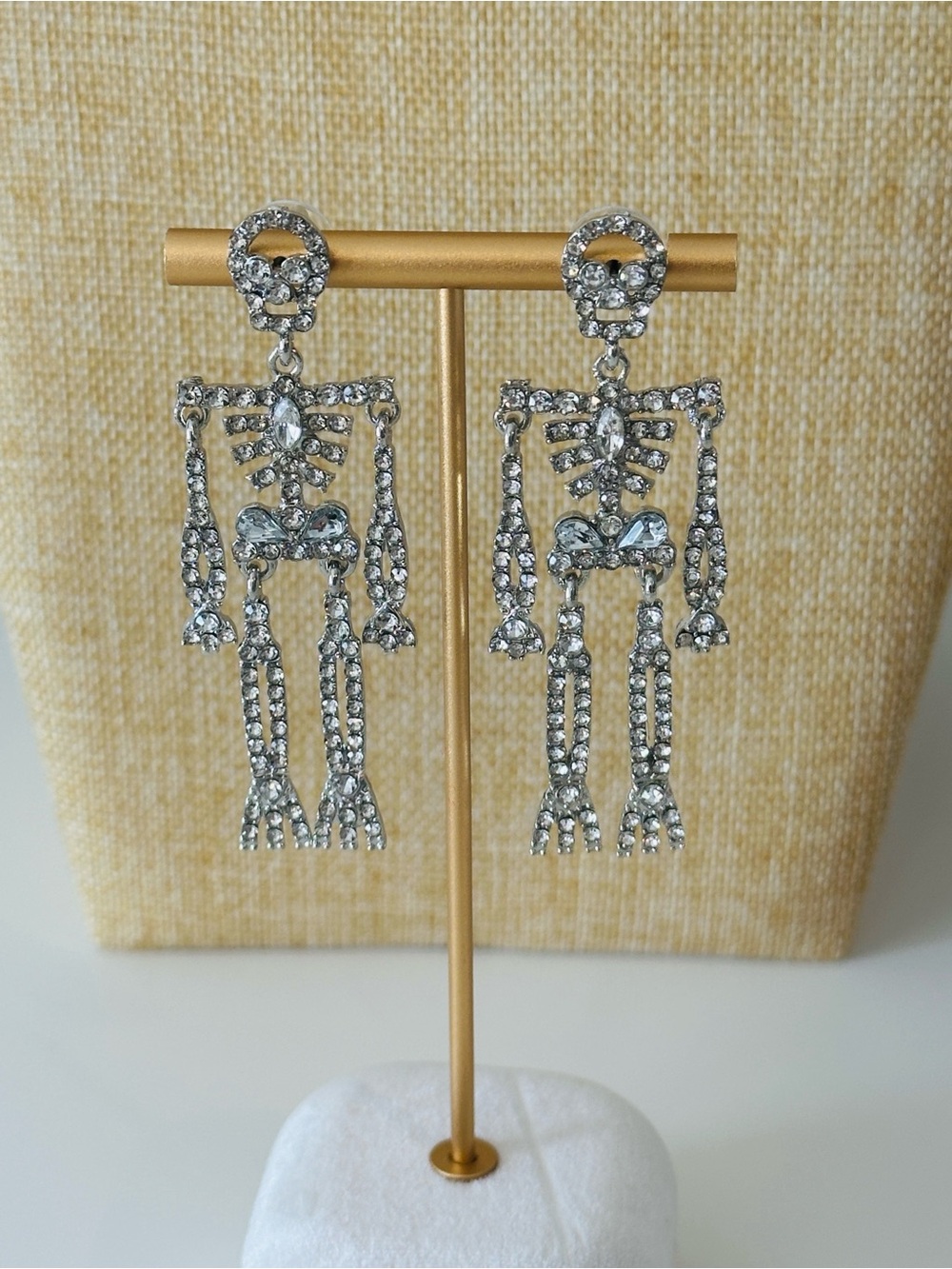 Fashion Jewelry Silver Crystal Skeleton Drop Earrings